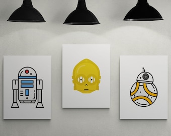 Star Wars kinderkunstafdrukken: robottrio, set van 3 (digitale download)