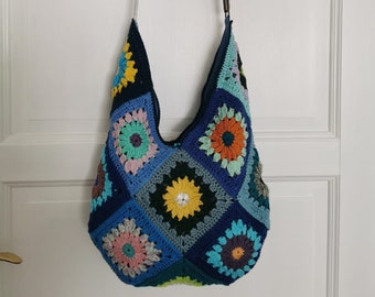 Crochet handbag, handmade crochet bag, reusable, boho style, hippie bag