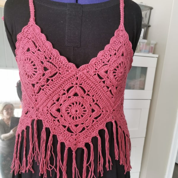 Häkeltop, gehäkelten Bluse, handgestrickt, Boho-Chic, Hippie Top, Größe S-L