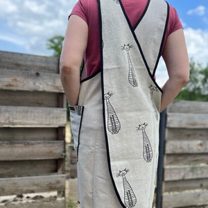 Apron, cross-apron made of high-quality fabrics, cooking apron, hobby apron, dress, overdress, garden apron, beach dress made of linen image 1