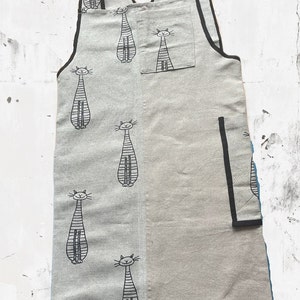 Apron, cross-apron made of high-quality fabrics, cooking apron, hobby apron, dress, overdress, garden apron, beach dress made of linen Motiv 1