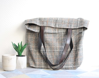 Shoulder bag, tartan check, shopper, bag, wool