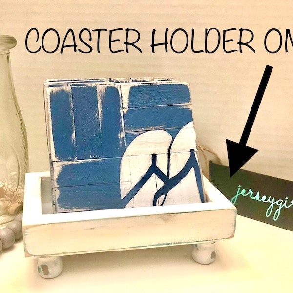 WOOD COASTER HOLDER Shallow Box Stand style farmhouse mini handpainted - U Choose Your Color and Match to your Jerseygirlwood coaster set