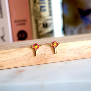 Cardcaptor Sakura Wand Staff Stud Earrings | Stainless Steel, 18K Gold Plated