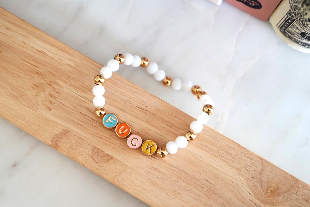 Classy Fuck Stretch Bracelet Enamel, Metal, and Glass Beads Etsy