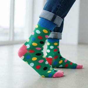 Colorful Cozy Socks with Polka Dots | Cheerful Socks Size 36-40 | Comfortable Patterned Cotton Socks for Women & Everyday Wear