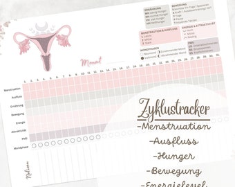 Printable cycle tracker | PDF | Moon phase | Menstruation | cycle | Calendar | period | femininity