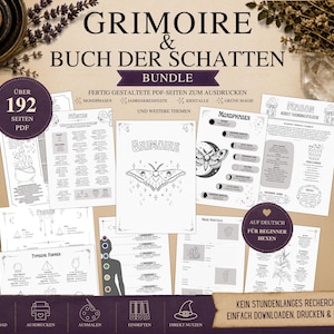 Grimorio in tedesco in PDF da stampare | Libro delle Ombre della Strega | Fasi Lunari, Cristalli, Tarocchi | Stregoneria | Strega Principiante