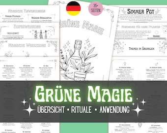 Green Magic - Ready-made Grimoire Pages to Print | German - Magical Applications Book of Shadows for Green Witches Witch Book - PDF