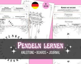 Learn to do a pendulum in German | Pendulum instructions & boards | Grimoire and Book of Shadow Pages - Printable PDF