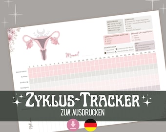 Cycle Tracker PDF German | Cycle Calendar to Print | Moon Phases, Notes, Period Journal, Mood, PMS