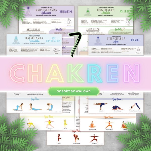 7 chakras | German | Download | PDF | Exercises | Summary | Short version | Cheat Sheet | Chart | most important information | 7 chakras