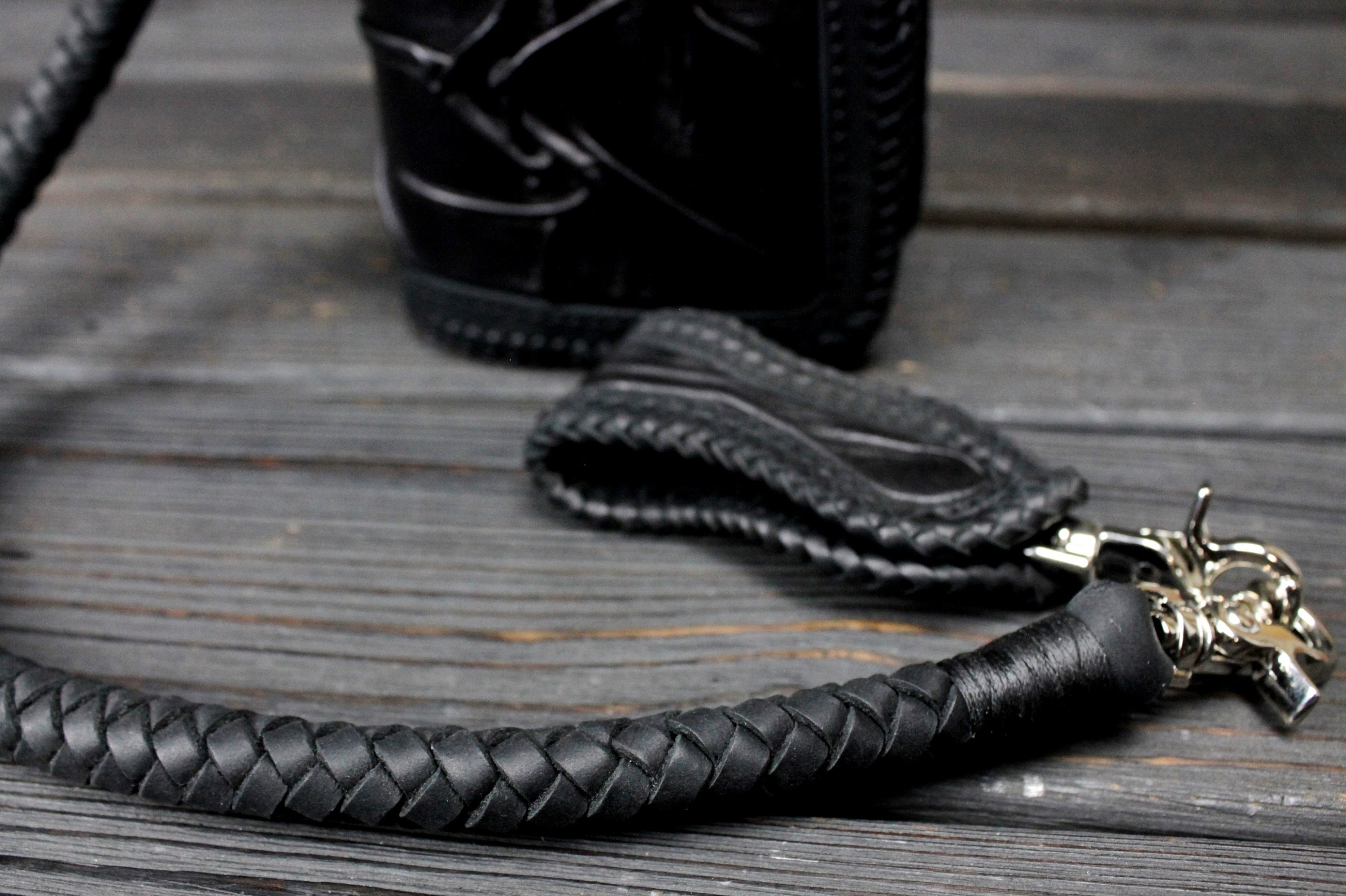 Black Leather Handmade Long Wallet With Silver 925 Concho