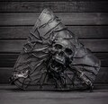 Motorcycle's black leather swingarm bag Skull, Handmade leather side bag Skull, Black leather saddle bag Skull, Universal side bag Skull