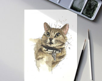 Portrait animalier personnalisé à l'aquarelle d'après photo - Peinture de votre animal - idée cadeau pour les amoureux des animaux