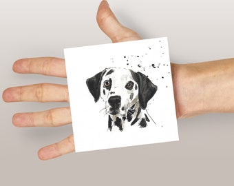 Original mini watercolor of a pet hand painted from photo - Small square dog portrait - Memorial souvenir
