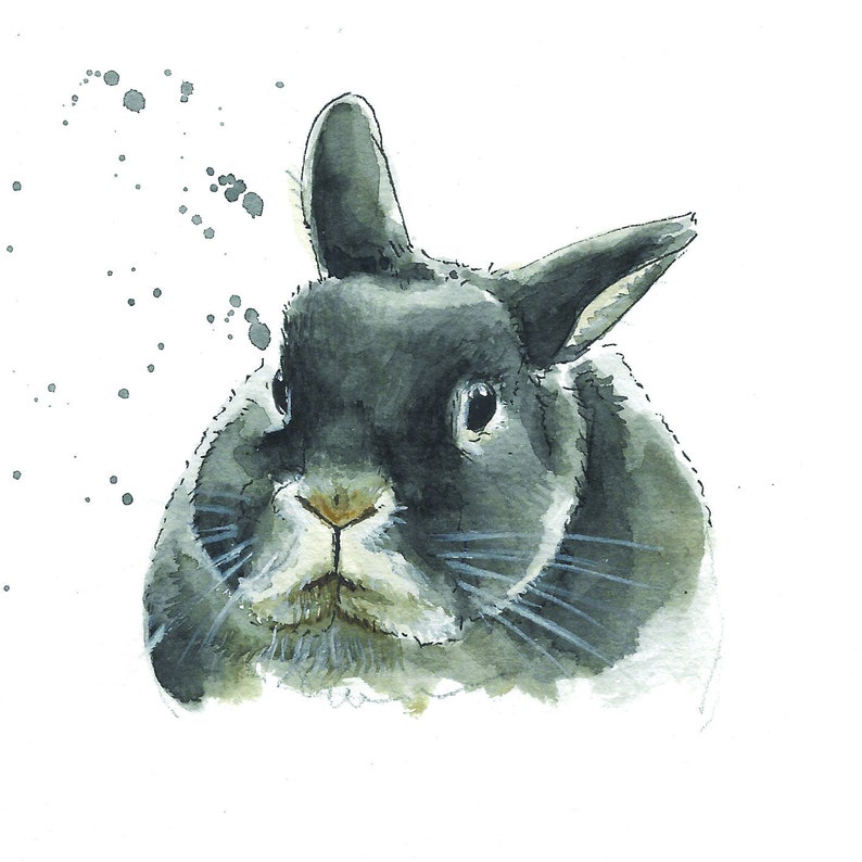 Mini aquarelle originale d'animal de compagnie peint à la main d'après photo Petit portrait de lapin format carré Souvenir commémoratif image 10