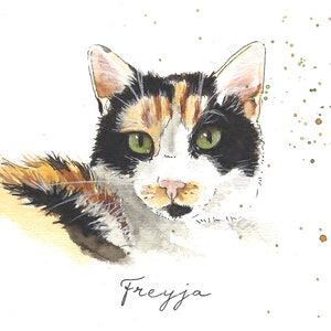 Personalized pet portrait handmade in watercolor from photo Original watercolor of a Siberian cat Pet memorial image 6