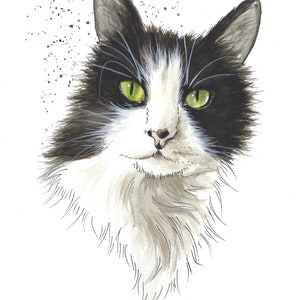 Personalized pet portrait handmade in watercolor from photo Original watercolor of a Siberian cat Pet memorial image 8