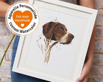 Portret psa malowany ręcznie, akwarela przedstawiająca zwierzę ze zdjęcia. Spersonalizowany prezent dla miłośnika zwierząt, psa myśliwskiego, teriera.