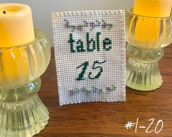 Cross Stitch Pattern | Wedding Table Number Cards | Reception Decor, Elegant, Wedding Table Decor, DIY, Event, Embroidery