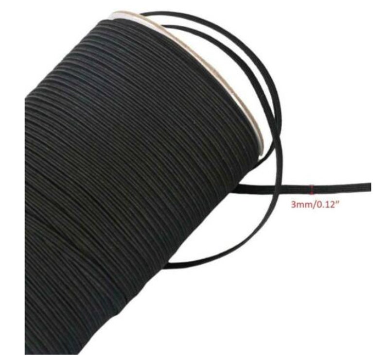 Runde Gummibänder / Schlagschnur In Verschiedenen Stärken – 3 Mm Bis 8 Mm, Schwarz