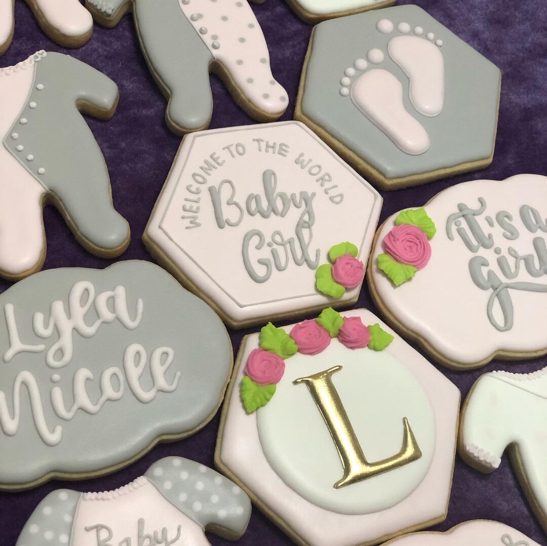Baby Shower Cookies, Girl Baby Shower, Pink Cookies, Boy Baby Shower Etsy