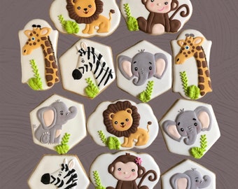 Jungle Baby Shower Cookies, Baby shower girl, baby cookies, safari baby shower, Baby shower, Girl, boy
