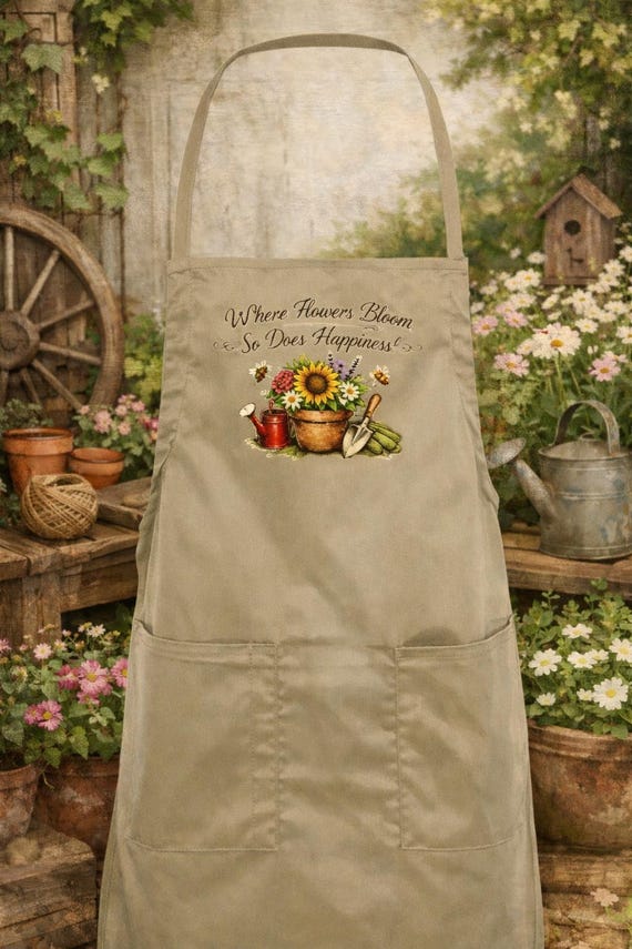 Garden happiness design... Full length apron