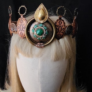 Medieval Metal Crown in Copper and Gold Tones, Regal Royal