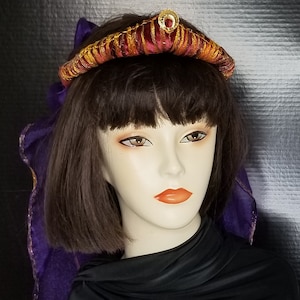 Renaissance Ladies&#39; Circlet Headress with Removable Violet Organza Nape Veil