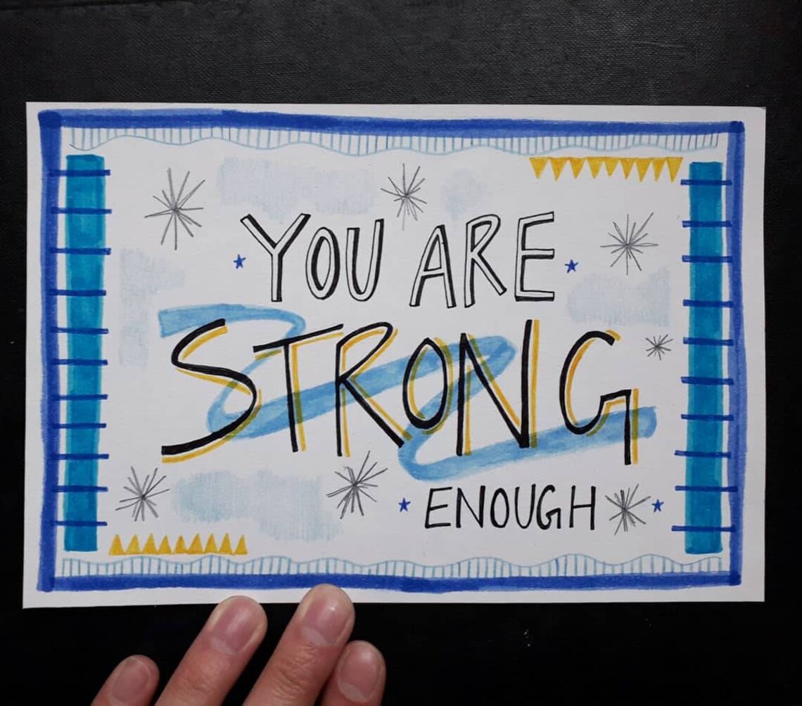Hand Drawn 'You Are Strong Enough' Artwork Wall Art Etsy