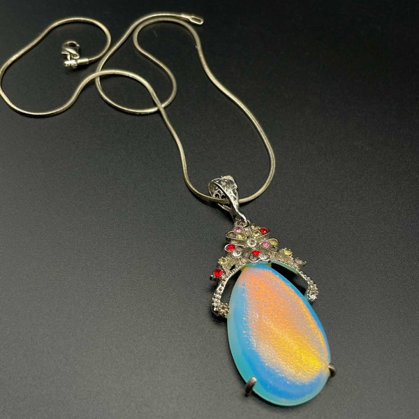 100% Natural Opalite GemStone Pendant /  Unique Design / Beautiful Authentic Rare Gemstone Necklace Jewelry pendant With 18inch free chain.