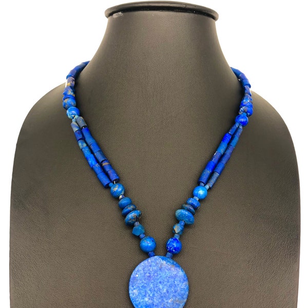100% Genuine Lapis Lazuli Necklace / Top High Grade Quality Lapis / Beautiful Natural Lapis Lazuli Necklace Jewelry / Wonderful design.