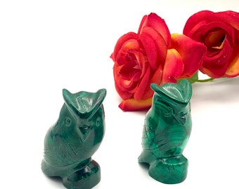 100% Natural  Malachite HandMade owl Carving / Top High Quality / Beautiful Unique HandMade Carving / For Collection Gift And Decoration.