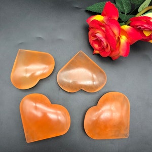 100% Natural Peach Selenite Heart / Top Quality / Selenite Promotes peace Calm  provides clarity / Good For Home Decoration And Collection.