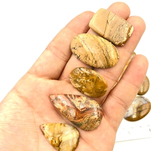 Cabochão de pedra jaspe com imagem natural para fazer joias com fio de cura reiki