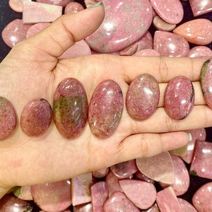 AAAA + maravilhosa qualidade suave rosa brilhante lindo cabochão de rodonita para fazer joias cabochão de cura artesanal.
