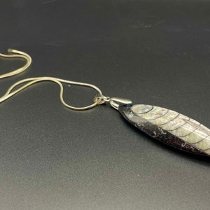 100% Genuine Black Fossil Pendant / Unique Design / Beautiful Authentic Rare Black Fossil Necklace Jewelry With Free Silver Chain 18inch.