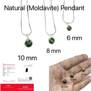 100% Natural Czech Republic Moldavite Round Beaded Pendant with Handmade Wire Wrap and 18 inch Chain in 6 mm 8 mm 10 mm.