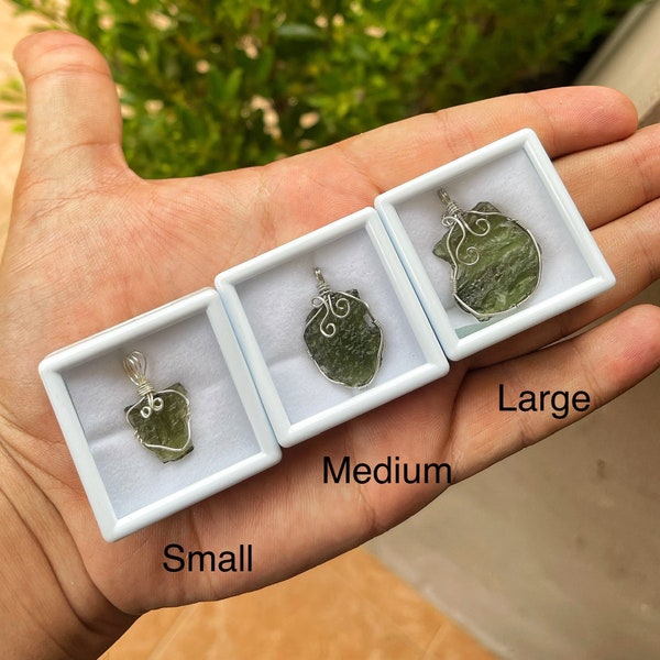 100% Authentic Raw Moldavite HandMade Pendant/From Czech Republic/Genuine Moldavite With Certificate Powerful Moldavite pendant With Chain.