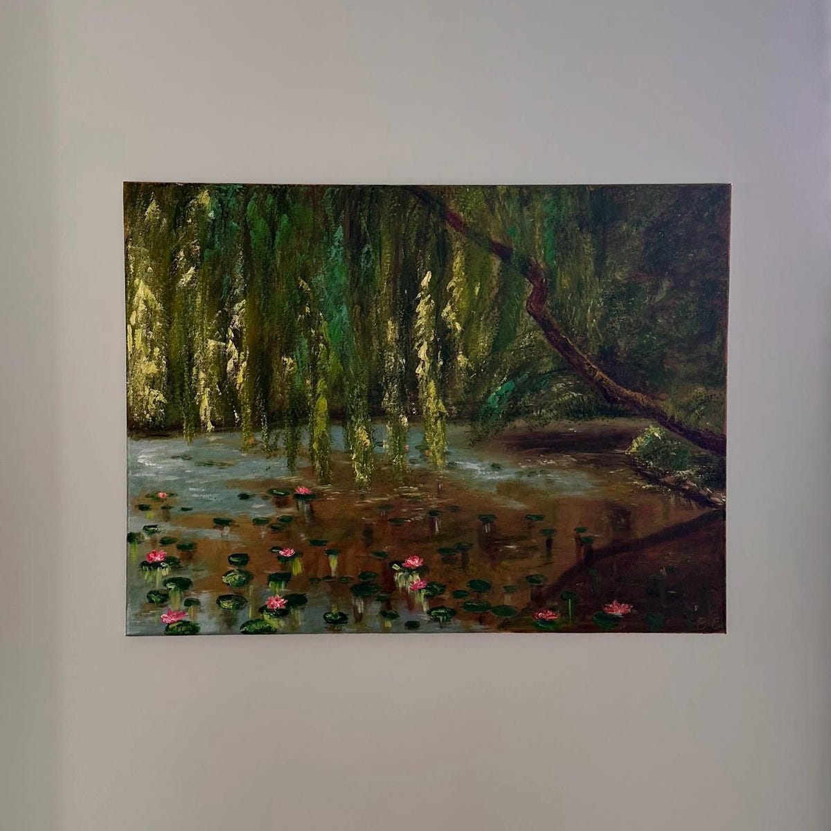 Willow and Water Lilies | Originial Oil painting
