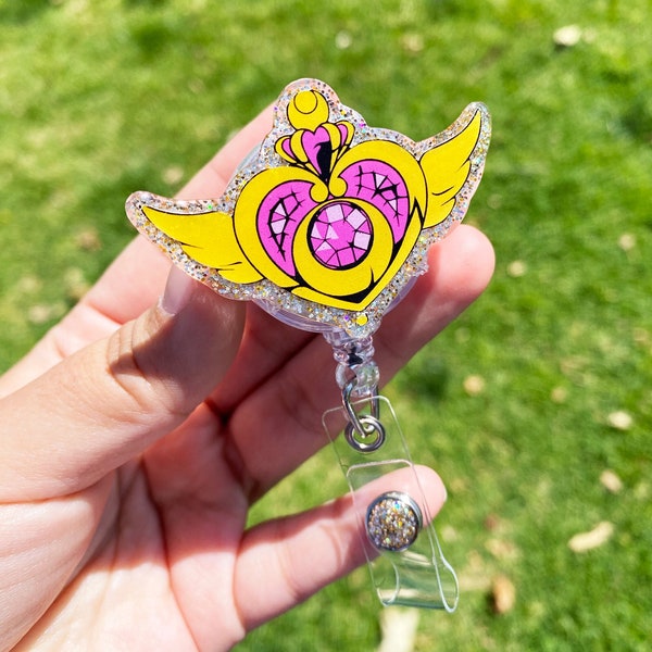 Sailor Moon Badge Reel, Cosmic Heart Compact Retractable Badge holder | Anime Badge Reel