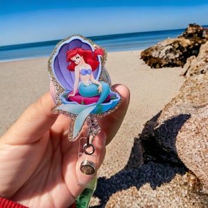 Little Mermaid Badge Reel, Ariel Interchangeable Badge holder