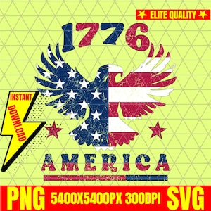 Amerikanische Flagge Stil Exklusives Design 1776 SVG PNG 4. Juli Clipart | Diseño des Dia de la Unabhängigkeit der Estados Unidos.