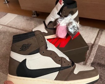 Travis Scott x Air Jordan 1 High OG TS SP Sail Dark Mocha, Herren und Damen Schuhe, Sneaker Geschenke, Unisex Schuhe