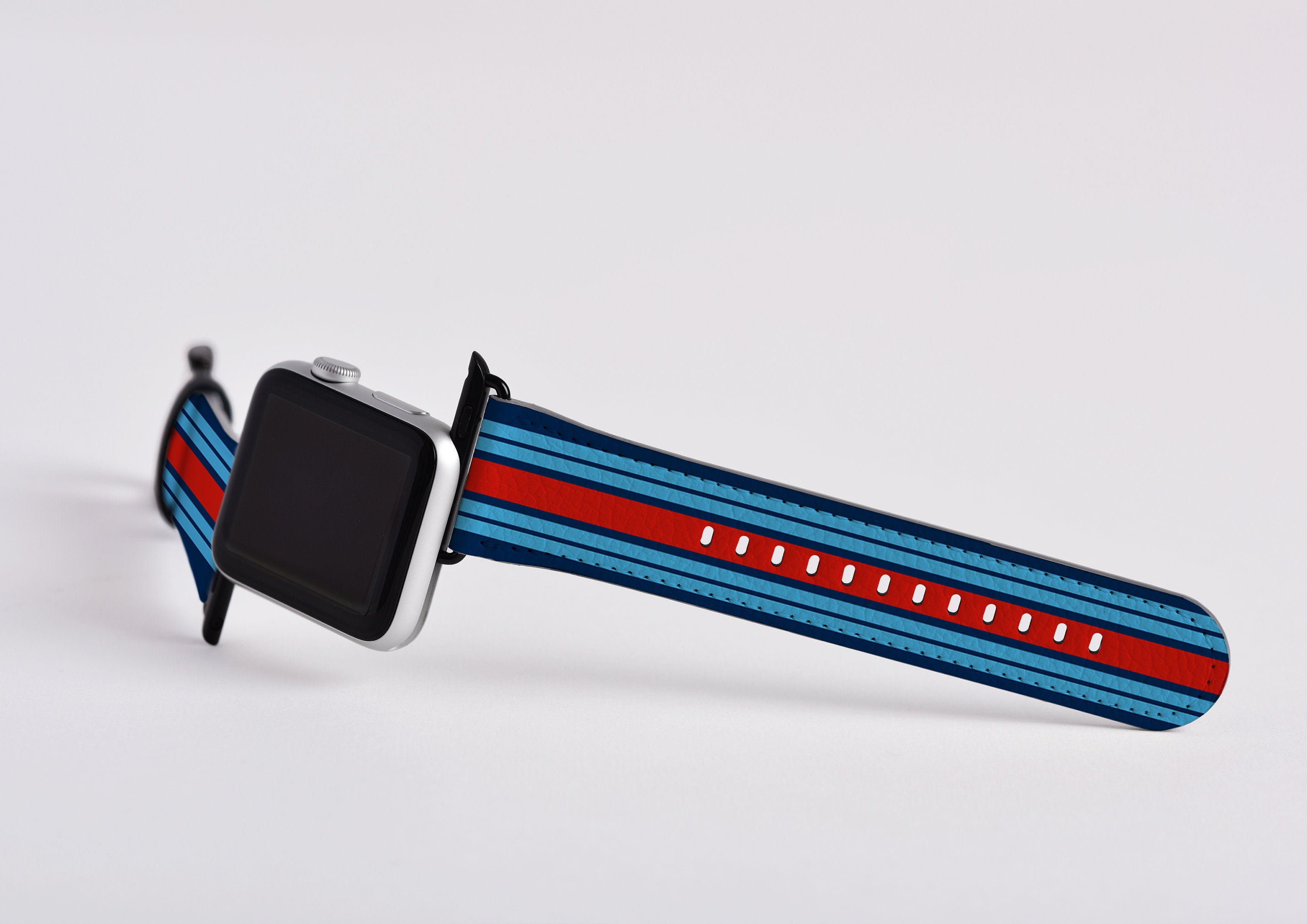 Martini Racing Style Apple Watch Leather Strap Band 44mm 42mm Etsy