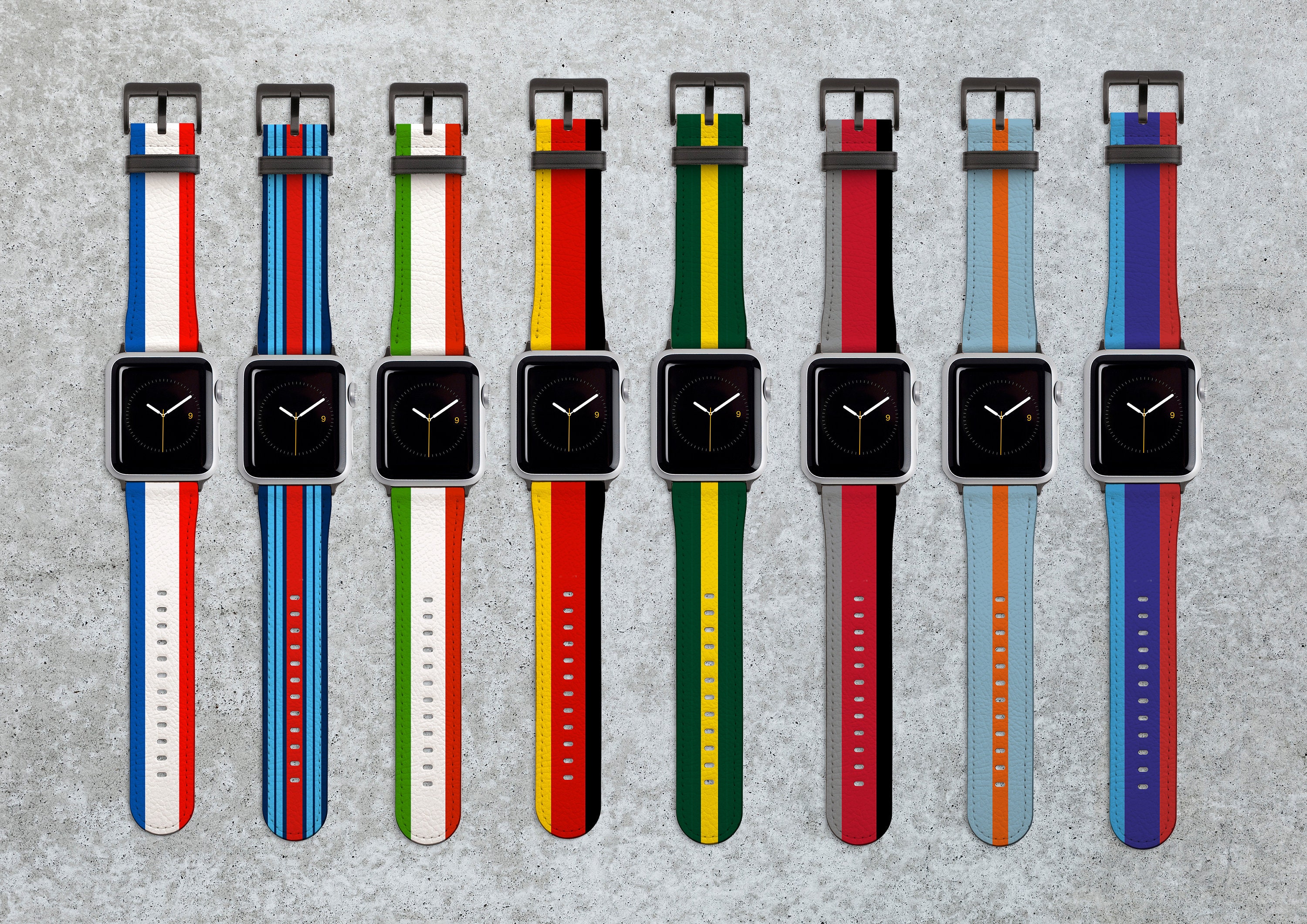 Martini Racing Style Apple Watch Leather Strap Band 44mm 42mm Etsy