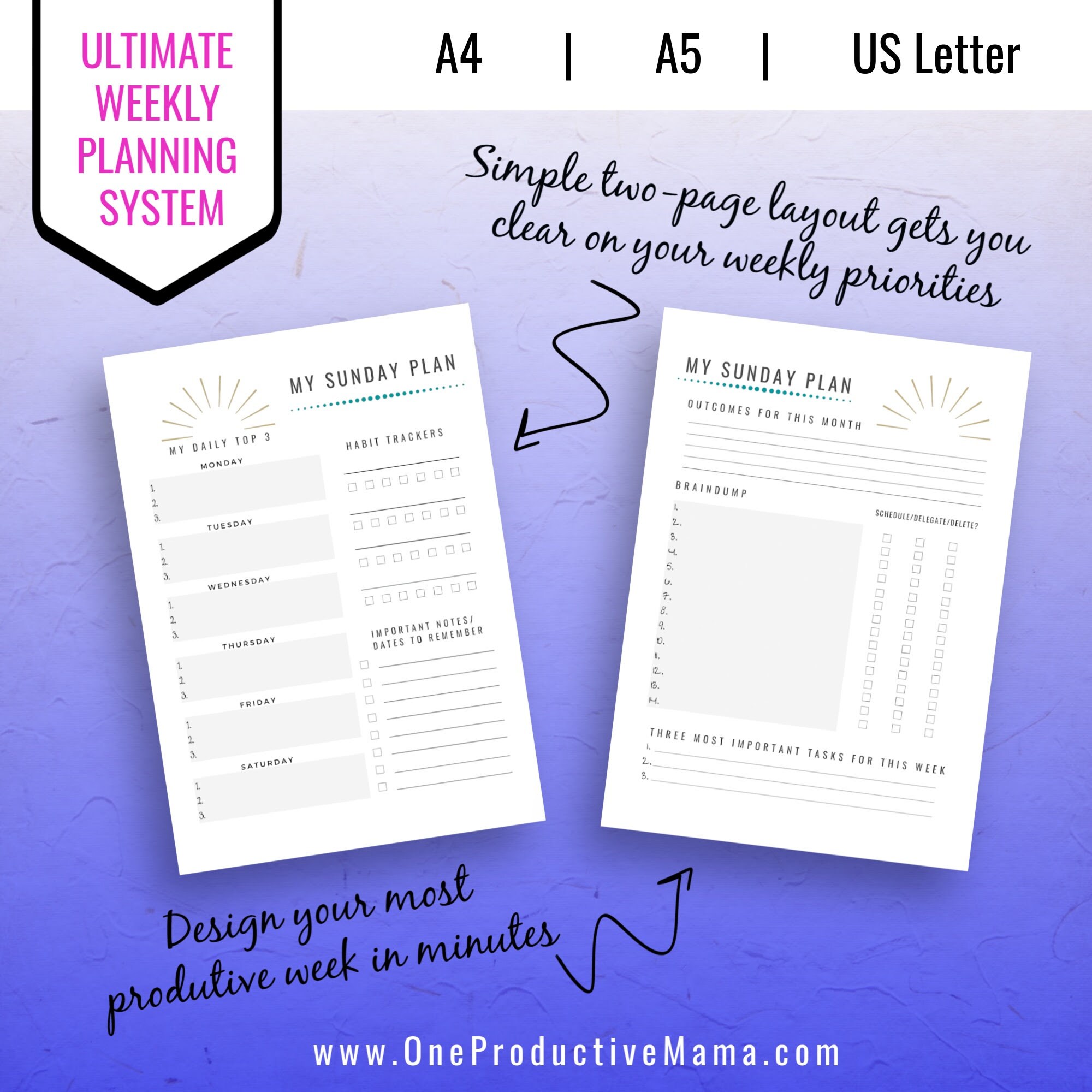 weekly planner pages weekly planner template printable etsy