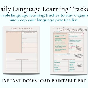 Language Learning Tracker, Daily Planning Pages, Journal Pages ...
